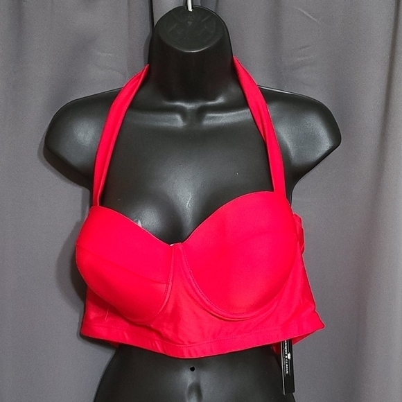 Unique & Classic NWT halter style red swim top XXL - Picture 1 of 5